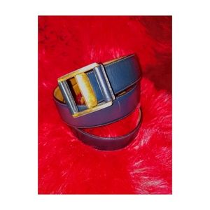 calf finished cowhide belt Navy blue